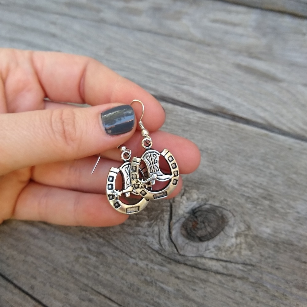 Western boot horseshoe earrings